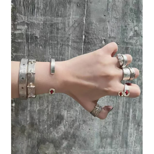 (福利廻餽)印子自主Ma風格暗黑先鋒紅繩白銅鍍銀手鐲戒指套裝 (福利廻餽)印子自主Ma風格暗黑先鋒紅繩白銅鍍銀手鐲戒指套裝