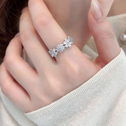 旭平溫柔花事繁花戒指女精緻氛圍個性滿鑲花型輕奢甜美氣質食指戒