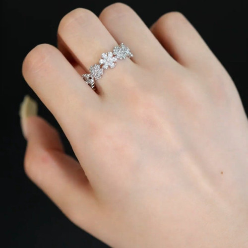 旭平溫柔花事繁花戒指女精緻氛圍個性滿鑲花型輕奢甜美氣質食指戒