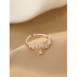 花朵不掉色戒指女潮小清新時尚個性開口可調節小衆設計氣質食指戒