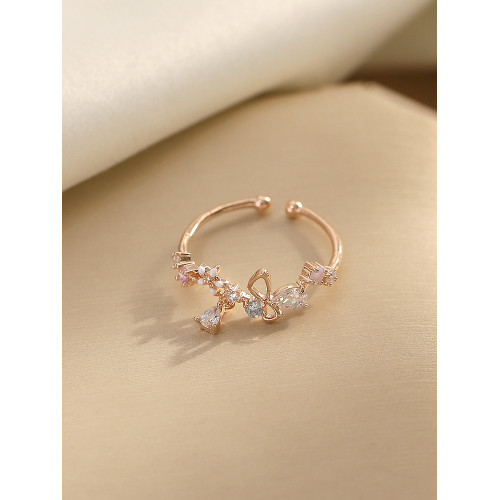 花朵不掉色戒指女潮小清新時尚個性開口可調節小衆設計氣質食指戒