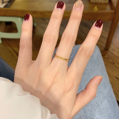 光面高級感古法素圈鈦鋼戒指女冷淡風小衆潮時尚個性食指輕奢精緻