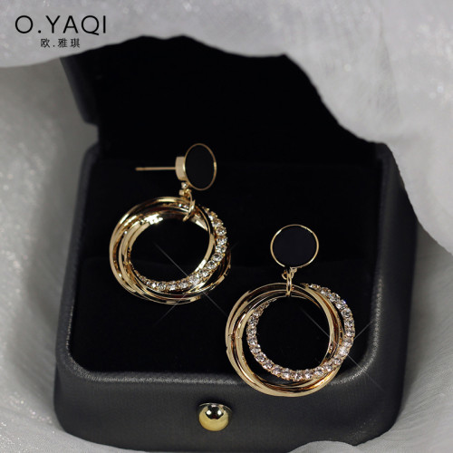 無耳洞法式捏捏夾OL多圈氣質閃鑽耳釘耳環個性女耳飾高級感時尚新