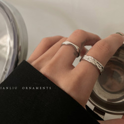 小衆設計金屬素圈戒指女輕奢高級感時尚個性開口指環2025新款爆款