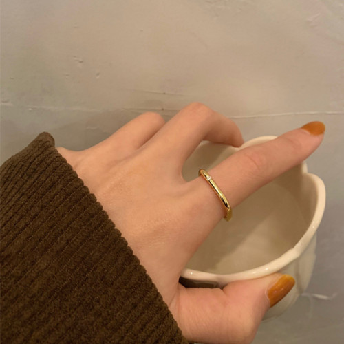 不掉色！鋯石小方戒時尚戒指女輕奢高級感小衆設計方形素圈指環