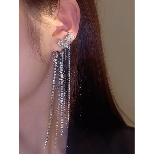 楊超越同款耳夾女高級感小衆超仙流蘇耳骨夾五角星耳掛耳掛式耳環 楊超越同款耳夾女高級感小衆超仙流蘇耳骨夾五角星耳掛耳掛式耳環