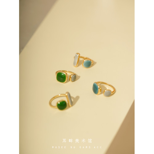 A琺瑯開口戒指女小衆設計高級感時尚個性輕奢復古法式百搭食指戒 A琺瑯開口戒指女小衆設計高級感時尚個性輕奢復古法式百搭食指戒