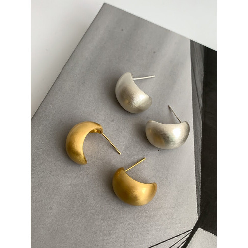 S925銀針甜酷金屬啞光磨砂拉絲質感冷淡風高級感豆豆耳環水滴耳釘