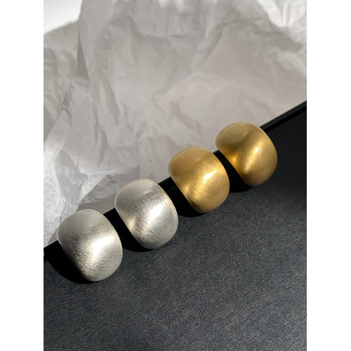 S925銀針甜酷金屬啞光磨砂拉絲質感冷淡風高級感豆豆耳環水滴耳釘