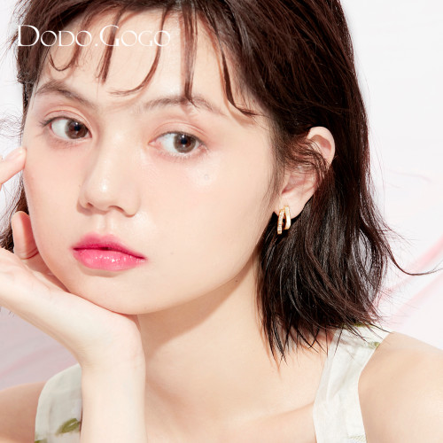 DODOGOGO雙層貝殼耳釘女士氣質耳夾2026新款耳環高級感輕奢耳飾品