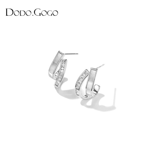 DODOGOGO雙層貝殼耳釘女士氣質耳夾2026新款耳環高級感輕奢耳飾品