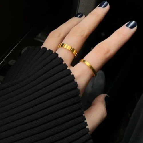 洗手不用摘自製古法精緻光面素戒指簡約18K鍍金冷淡風高級感設計