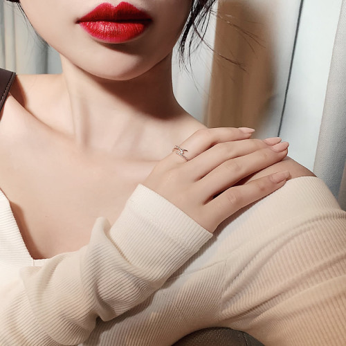 小衆設計交叉開口戒指女輕奢高級感小指尾戒2026新款爆款食指指環
