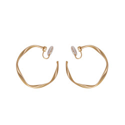 簡約扭曲C形大圈可晃動蚊香盤耳夾無耳洞一體式歐美耳釘女耳飾