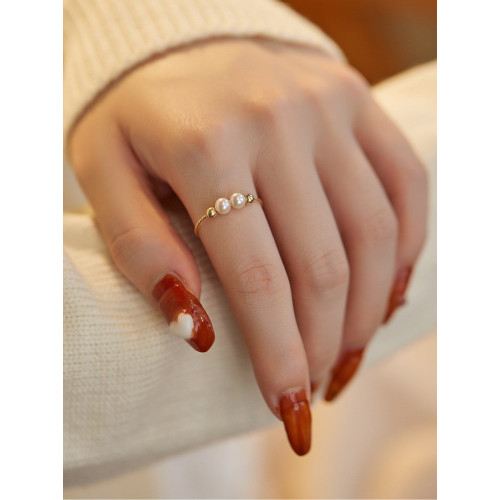 賽賽莉安強光淡水珍珠戒指14K包金不掉色簡約氣質輕奢38生日禮物