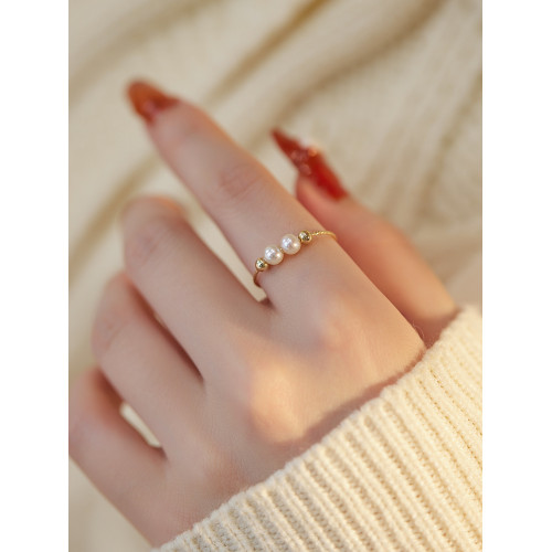 賽賽莉安強光淡水珍珠戒指14K包金不掉色簡約氣質輕奢38生日禮物