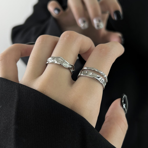 MINBIN不規則戒指女ins冷淡風小衆設計簡約個性食指戒可調節情侶