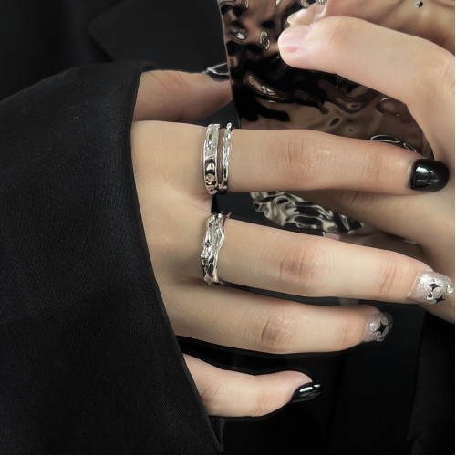 MINBIN不規則戒指女ins冷淡風小衆設計簡約個性食指戒可調節情侶