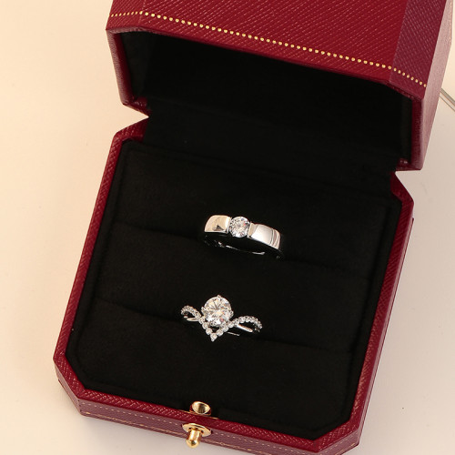 一克拉仿真鑽戒情侶戒指四爪女戒活口可調節結婚對戒婚禮儀式道具