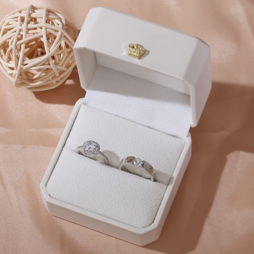 仿真假鑽戒一對情侶結婚對戒活口可調節戒指求婚紗照禮儀式用道具