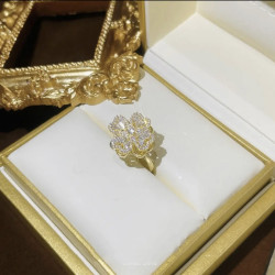 旋轉四葉草戒指女輕奢精緻個性百搭高級感食指開口戒2022年新款潮