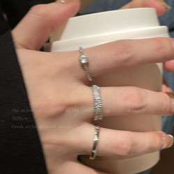 素圈鋯石戒指女輕奢小衆設計高級感曡戴食指戒精緻超美裝飾品指環