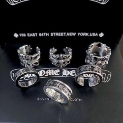 嘻哈潮牌十字架鳶尾花十字花永恒戒指開口復古做舊情侶歐美對戒