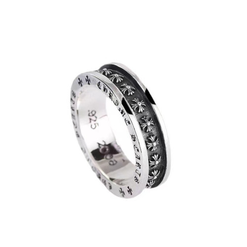 嘻哈潮牌十字架鳶尾花十字花永恒戒指開口復古做舊情侶歐美對戒