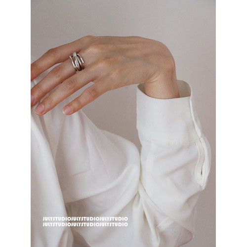 黃銅鍍金交叉戒指男女開口可調節時尚個性ins小衆冷淡風簡約指環