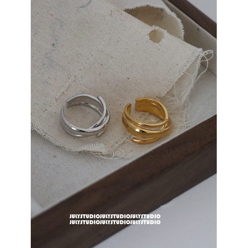 黃銅鍍金交叉戒指男女開口可調節時尚個性ins小衆冷淡風簡約指環