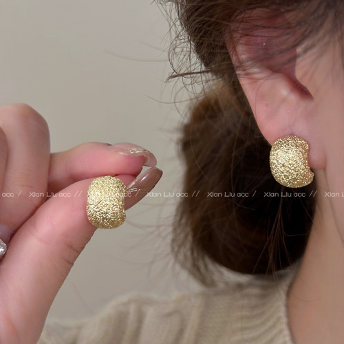 法式氣質拉絲啞光弧形耳釘女2026新款輕奢高級感耳環小衆獨特耳飾 法式氣質拉絲啞光弧形耳釘女2026新款輕奢高級感耳環小衆獨特耳飾