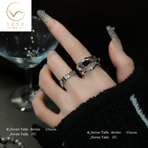 幾何冷淡風ins黑水晶戒指小衆設計時尚個性高級感開口戒網紅女潮 幾何冷淡風ins黑水晶戒指小衆設計時尚個性高級感開口戒網紅女潮