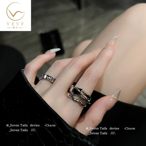幾何冷淡風ins黑水晶戒指小衆設計時尚個性高級感開口戒網紅女潮 幾何冷淡風ins黑水晶戒指小衆設計時尚個性高級感開口戒網紅女潮