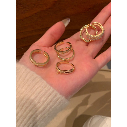 【蜜桃茶】搭配指南 金色開口戒指女時尚素圈尾戒小衆設計食指戒