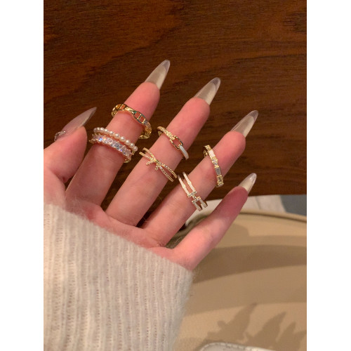 【蜜桃茶】搭配指南 金色開口戒指女時尚素圈尾戒小衆設計食指戒