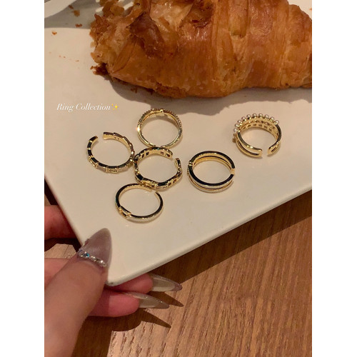 【蜜桃茶】搭配指南 金色開口戒指女時尚素圈尾戒小衆設計食指戒