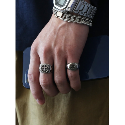 歐美復古戒指男士潮牌美式個性小衆設計男生對戒開口可調骷髏十字