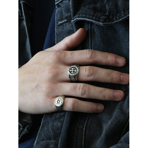 歐美復古戒指男士潮牌美式個性小衆設計男生對戒開口可調骷髏十字