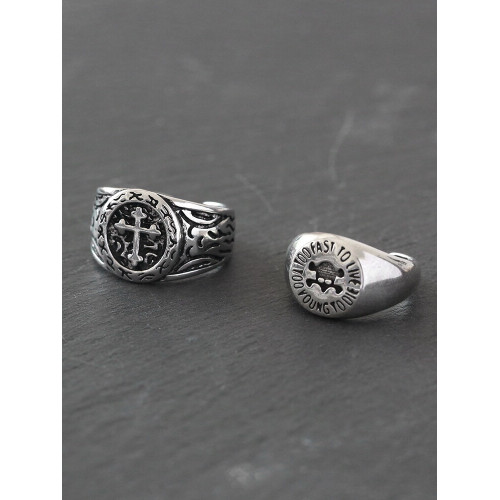 歐美復古戒指男士潮牌美式個性小衆設計男生對戒開口可調骷髏十字