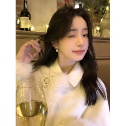 甜貴千金CD珍珠耳環女秋冬高級感氣質輕奢耳釘獨特耳飾無耳洞耳夾