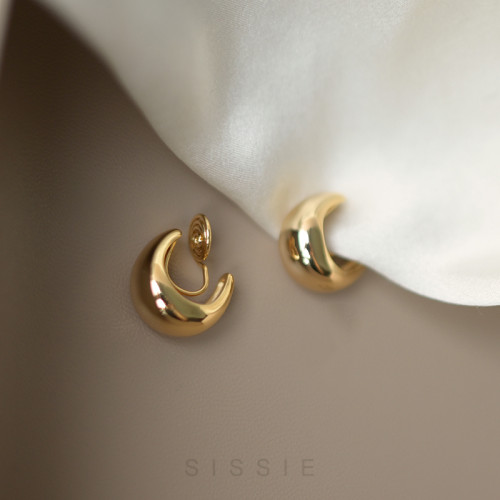 金色素圈輕奢金屬高級感蚊香盤耳夾無耳洞女新款耳釘無痛耳飾耳環