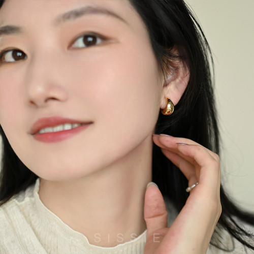 金色素圈輕奢金屬高級感蚊香盤耳夾無耳洞女新款耳釘無痛耳飾耳環