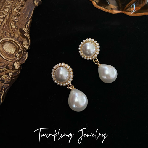 港風復古輕奢珍珠耳環耳夾巴洛克復古宮廷風新娘婚紗耳飾旗袍配飾 港風復古輕奢珍珠耳環耳夾巴洛克復古宮廷風新娘婚紗耳飾旗袍配飾