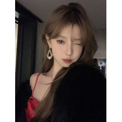 【蜜桃茶】千金party~閃鋯金色鏤空耳環女高級感輕奢貴氣誇張耳飾