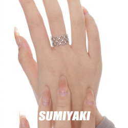 SUMIYAKI原創鏤空菱形鋯石戒指輕奢小衆時尚素戒情侶開口戒禮物