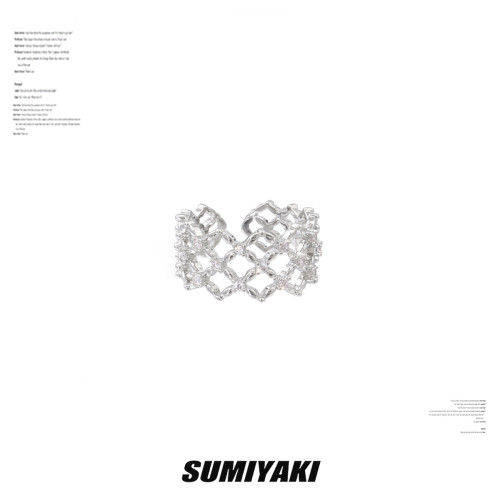 SUMIYAKI原創鏤空菱形鋯石戒指輕奢小衆時尚素戒情侶開口戒禮物