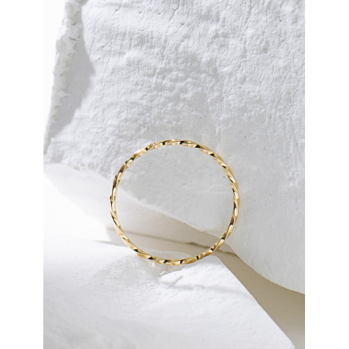 14K包金極細方麻花扭紋尾戒女小指 歐美簡約曡戴冷淡風關節戒指