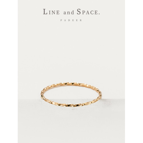 14K包金極細方麻花扭紋尾戒女小指 歐美簡約曡戴冷淡風關節戒指