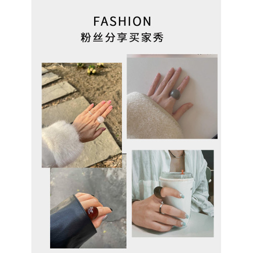 慕陽MUYANG戒指女小衆設計樹脂輕奢高級感2025新款爆款食指復古戒