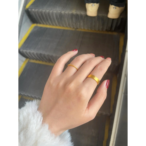 越南沙金古法素圈戒指銅鍍金傳承指環男女簡約對戒首飾品久不掉色